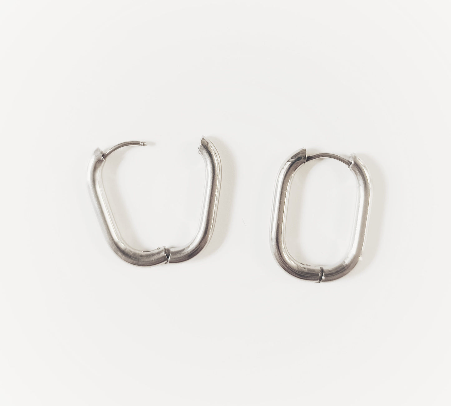 KATIE Rectangular hoops, stainless steel earrings, minimal design