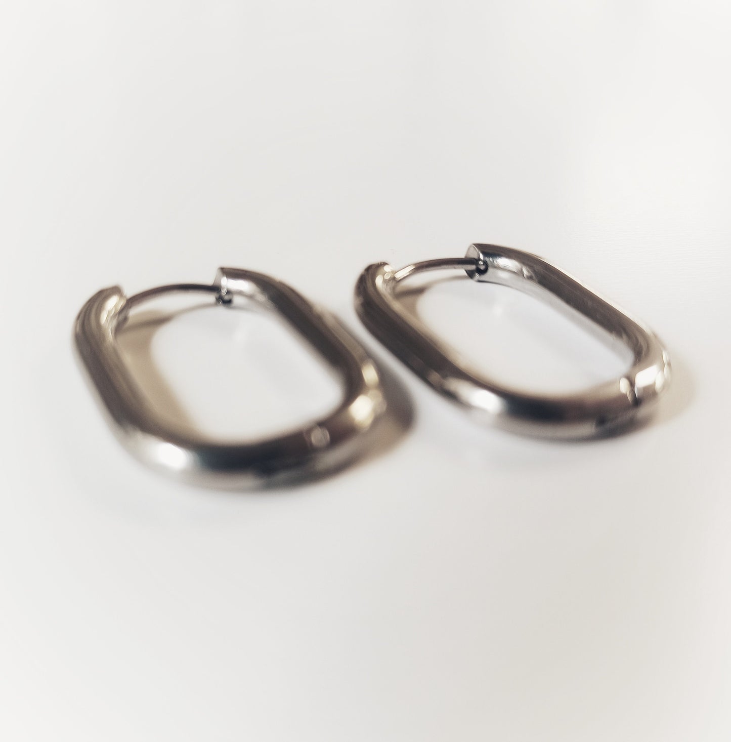 KATIE Rectangular hoops, stainless steel earrings, minimal design